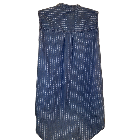 Madewell Sleeveless Chambray Denim Blue Button-up Top with Mandarin Collar XS - Picture 3 of 4